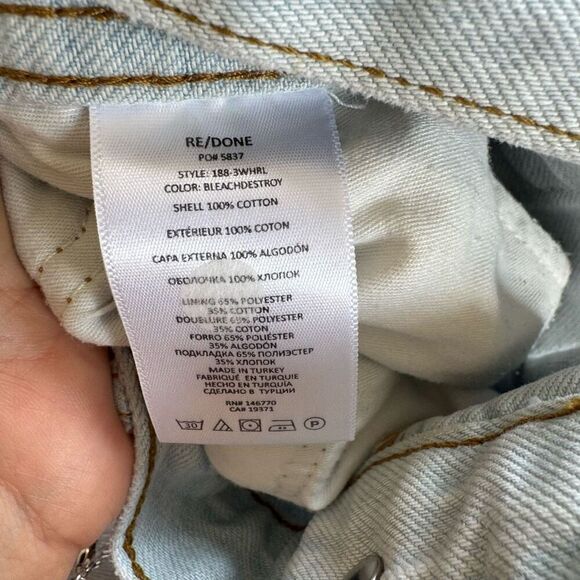 Re Done 90s High Rise Loose Bleach Distressed Jeans Size 32 Light Blue Denim - Picture 8 of 12